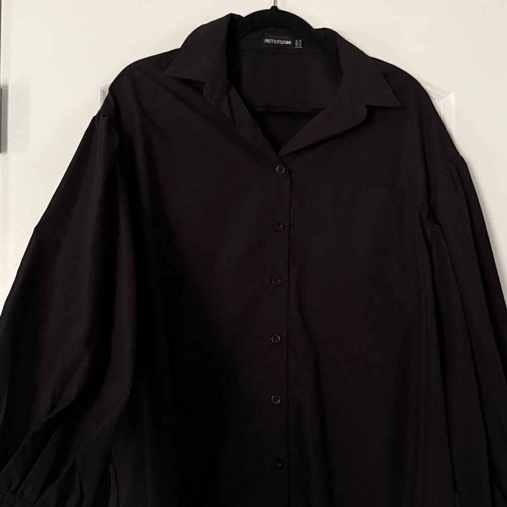 PrettyLittleThing Black Collared Dress